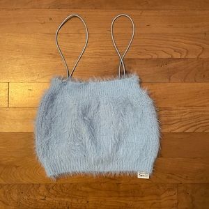 Zara fuzzy tube top with straps
